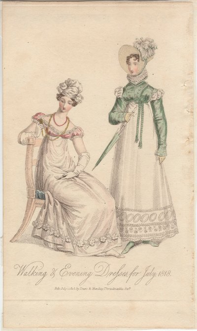 Séta- és estélyi ruhák 1818 júliusára, kiadó: Dean  Munday alkotó: English School