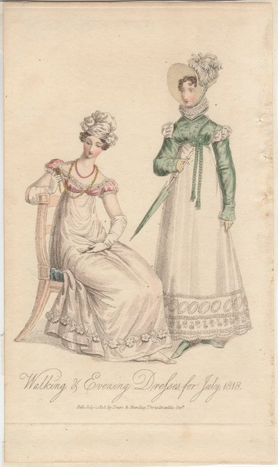 Séta- és estélyi ruhák 1818. júliusra alkotó: English School