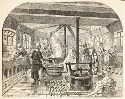 Mosóház a brixtoni börtönben, illusztráció a londoni büntetőbörtönből és Henry Mayhew és John Binny jelenetei a börtönéletből, pub. 1862 alkotó: English School