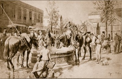 Víz embernek és állatnak: tipikus jelenet Szalonikán, 1914-19 alkotó: English School