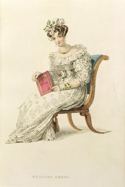 Esküvői ruha, divattányér az Ackermanns Repository of Arts-tól alkotó: English School