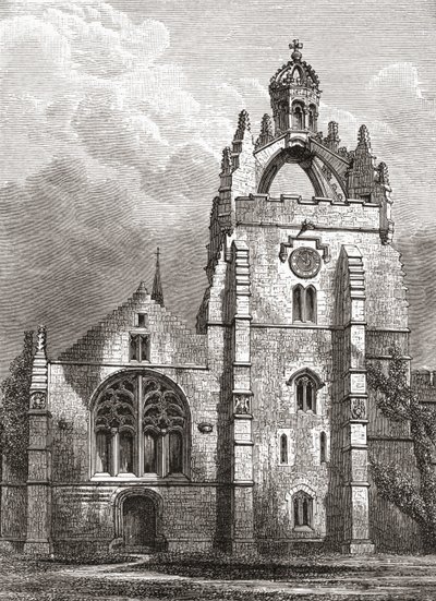 A 19. századi aberdeeni Kings College nyugati frontja, a kápolnák koronatornyával, J. R. Greentől: Az angol nép rövid története, 1893-ban. alkotó: English School