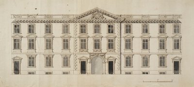 A New College-i Garden Quadrangle tervezett új épületének nyugati frontja, 1680 körül (tinta és szürke mosás papíron) alkotó: English School