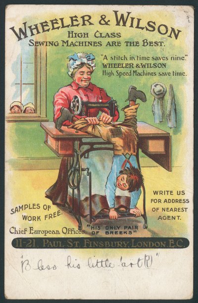Wheeler & Wilson, Varrógépek - fiú nadrágjavítás alkotó: English School