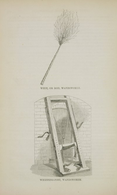 Whip or Rod és Whipping-Post Wandsworth-ben, a The Criminal Prisons of London and Scenes of Prison Life, Henry Mayhew (1812-87) és John Binny, 1862 alkotó: English School