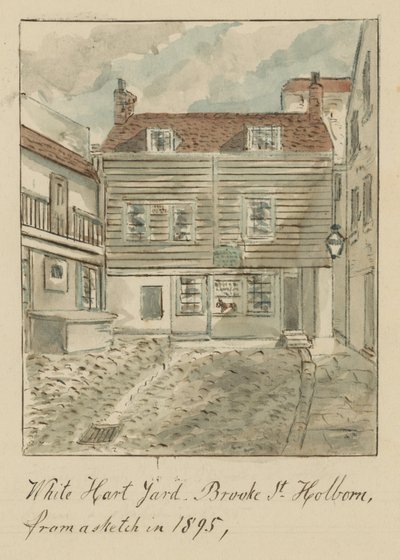 White Hard Yard, Brooke Street, Holborn, London, egy 1895-ös vázlatból (wc papíron) alkotó: English School