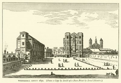 Whitehall 1650 körül, Israel Silvestre ritka nyomatának Smith másolatából alkotó: English School