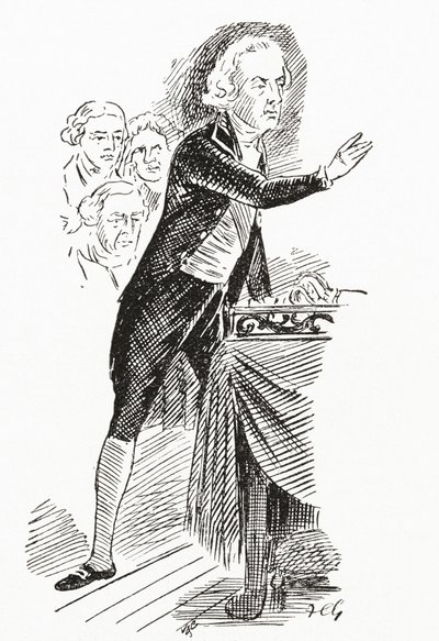 Ifjabb William Pitt beszédet mond az alsóházban alkotó: English School