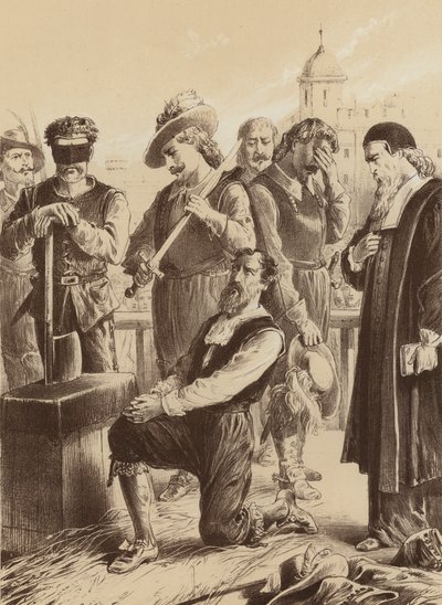 William Viscount Stafford, "Letérdelt a tömb előtt" (litográfia) alkotó: English School