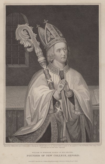 William of Wykeham, Winchester püspöke, az oxfordi New College alapítója (metszet) alkotó: English School