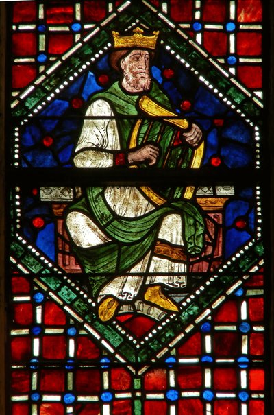 Genealógiai alakot ábrázoló ablak: Dávid alkotó: English School