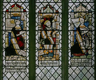 Ablak w2 Elizabeth Pigot, Sir Thomas Clopton, Catherine Mylde ábrázolásával alkotó: English School
