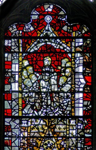 A w3 ablak, amely Krisztust ábrázolja, aki tanítja tanítványait alkotó: English School