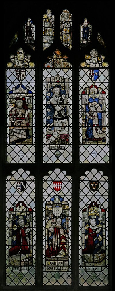 W6 ablak, amely a harmadik ablakot ábrázolja az északi folyosó keleti végéből alkotó: English School