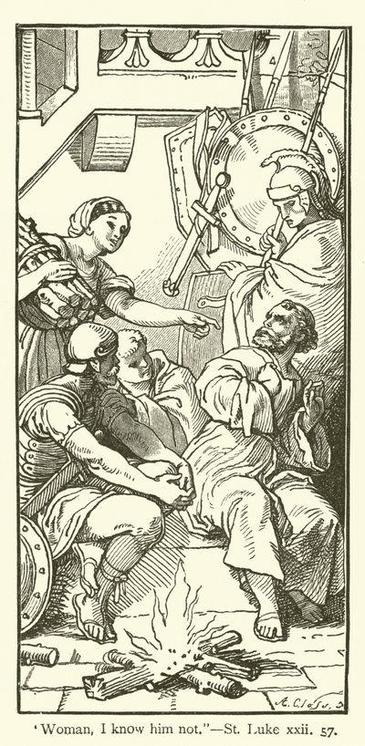 "Nő, nem ismerem őt", Szent Lukács, xxii, 57 (metszet) alkotó: English School