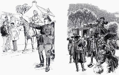 Nő lovon tiszttel és autópályásokkal alkotó: English School
