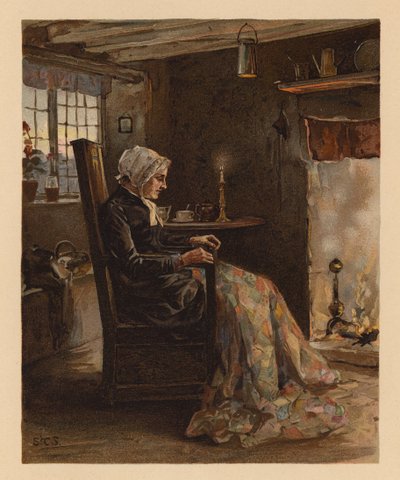 Foltvarró nő (kromolito) alkotó: English School