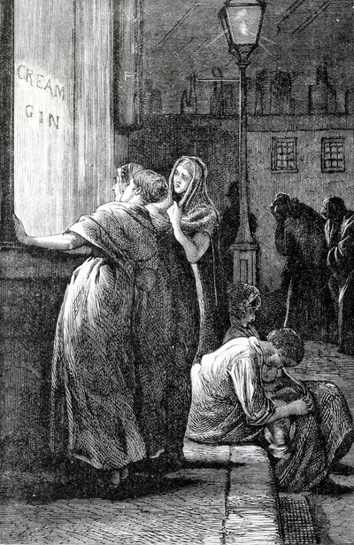 Nők és ginivás, 19. század alkotó: English School