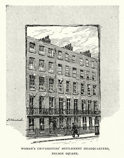 A Női Egyetemek Településének székháza, Nelson tér, Southwark (metszet) alkotó: English School