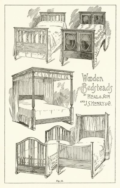 Wooden Bedsteads, Heal and Son és J S Henry and Company alkotó: English School