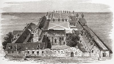 Worcester College, korábban Gloucester Hall, Oxford 1673 körül, J. R. Green „A Short History of the English People” című művéből, 1893-ban alkotó: English School