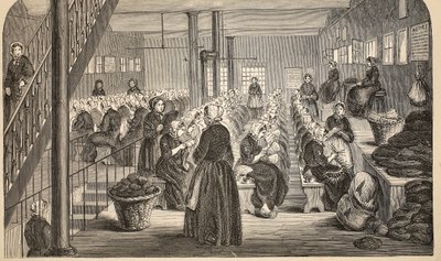 Work-room, a Silent System, a House of Correction, Tothill Fields, illusztráció a The Criminal Prisons of London és Jelenetek a börtönéletből Henry Mayhew és John Binny, pub. 1862 (eng alkotó: English School
