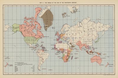 A világ a tizenkilencedik század végén (színes litográfia) alkotó: English School