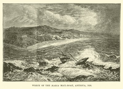 A Maria Mail-hajó roncsa, Antigua, 1826 alkotó: English School