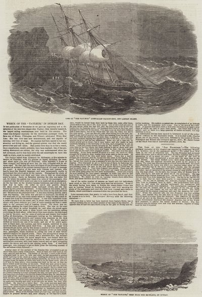 A "Tayleur" roncsa a Dublin-öbölben (metszet) alkotó: English School