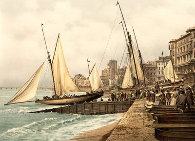 Yachtok indulása, Hastings (kézzel színezett fotó) alkotó: English School