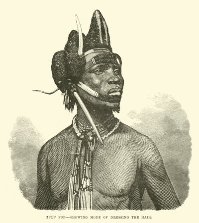 Zulu fop, a hajviselet módját mutatja alkotó: English School