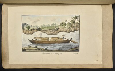 f.77 (88. tábla) Hajó a Solo folyón (Surakarta, Közép-Jáva). 1817. február 4. Elöl tintával írva: „Behajózás a Solo folyón. 1812. február 4.’ (akvarell, papír) alkotó: English School