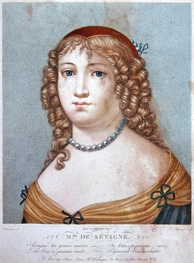 Madame de Sevigne portréja, 19. század eleje (színes metszet) alkotó: Ennemond Alexandre (after) Petitot