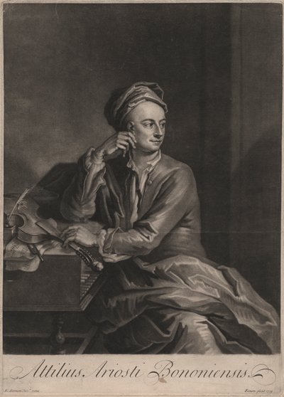 Attilus Ariosti Bononiensis, John Simon (1675-1751) metszete, 1719 (mezzotinta) alkotó: Enoch Seeman