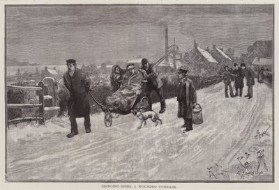 Hazahoznak egy munka közben megsérült szénbányászt (litho) alkotó: Enoch Ward