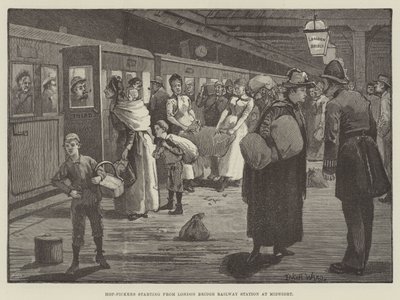 Hop-Pickers indul a London Bridge pályaudvarról éjfélkor alkotó: Enoch Ward