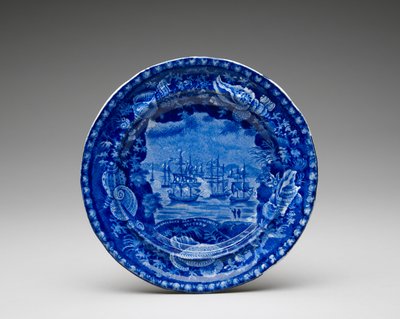 Tányér, c. 1818-1846 (ólommázas cserépedény transzfernyomással) alkotó: Enoch Wood and Sons