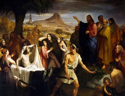Naim fia özvegyének feltámadása, Enrico Pollastrini (1817-1876), Succour Szent Mária-templom, Livorno, Toszkána, Olaszország alkotó: Enrico Pollastrini