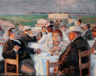 Nagy és vékony részlet egy elhízottakat ábrázoló festményről - Rico della Leonessa (Oroszlán) festménye (1865-1921) 1899, olaj, vászon - Róma Galleria d