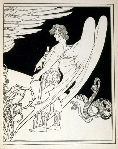 Egy óriás angyal a Júda című könyvből, amelyet Ephraim Moses Lilien (1874-1925) illusztrált. Liliant a Jugendstil (német szecessziós) stílusban megalkotott cionista ikonográfia atyjaként tartják számon. Illusztrálta a „Juda” (1900) című bibliai verseskötet alkotó: Ephraim Moses Lilien