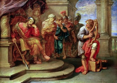 Saul Dávid hárfán játszását hallgatja alkotó: Erasmus Quellinus II