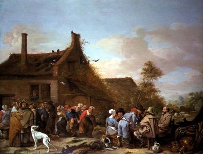 Parasztok mulatság a fogadó előtt alkotó: Erasmus de Bie
