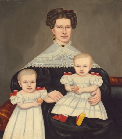 Mrs. Paul Smith Palmer és ikrei, 18351838. alkotó: Erastus Salisbury Field