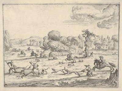 Vaddisznó vadászat egy tájban, kb. 1620-38. alkotó: Ercole Bazicaluva