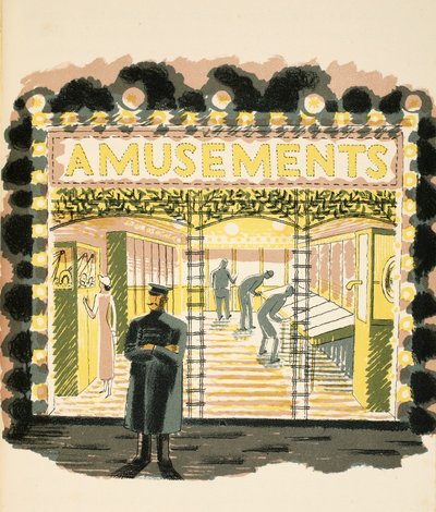 Amusement Arcade, illusztráció a „High Street”-ből, J. M. Richards, nyomtatta a Curwen Press, pub. Országélet, 1938 alkotó: Eric Ravilious