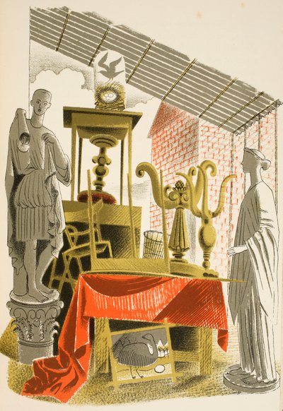 Antikvárium, illusztráció a „High Street”-ből, J. M. Richards, nyomtatta a Curwen Press, pub. Országélet, 1938 alkotó: Eric Ravilious