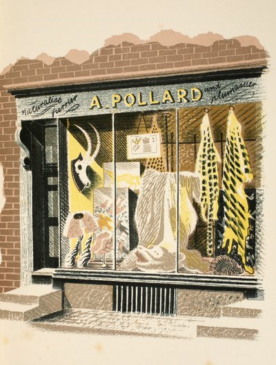 Furrier, illusztráció J.M. Richards "High Street" című művéből, a Curwen Press nyomdája, a Country Life kiadása, 1938. alkotó: Eric Ravilious