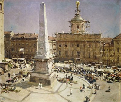 Piazza Santa Maria Maggiore, Róma (olaj, vászon) alkotó: Erich Kips