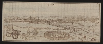 Egész oldal: városkép: Ecija (tollrajz) alkotó: Erich Lessing