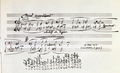 Részlet a Sport és szórakozás zenei kottájából, Erik Satie alkotó: Erik Satie